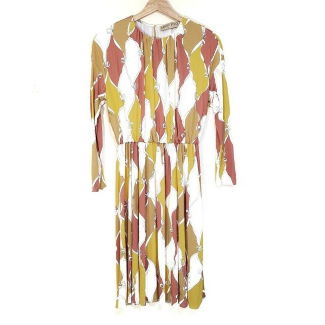 EMILIO PUCCI - EMILIO PUCCI(エミリオプッチ) ワンピース サイズI 38 レディース - イエロー×ピンク×マルチ 長袖/ロング