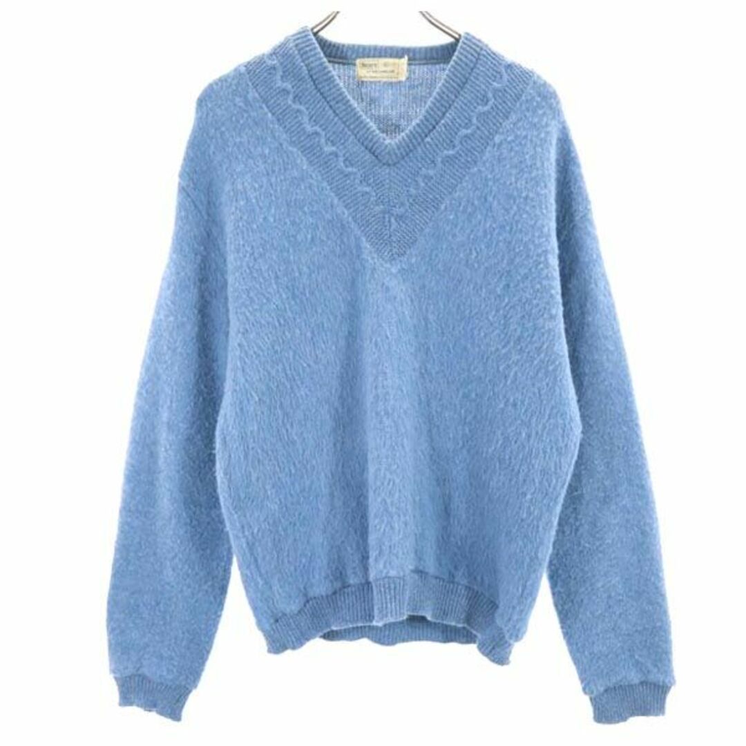 シアーズ 60s 70s モヘア 長袖 Vネック ニット L ブルー系 Sears シアーズ 60s 70s モヘア 長袖 Vネック ニット L ブルー系 Sears