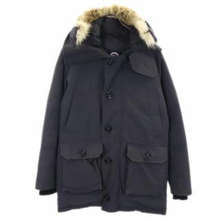 カナダグース(CANADA GOOSE)のカナダグース 長袖 フード ダウンジャケット S ブラック系 CANADA GOOSE ロゴ メンズ(ダウンジャケット)