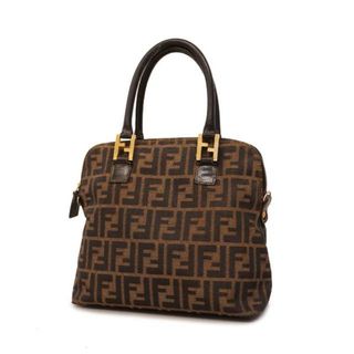 フェンディ(FENDI)の【4ma0126】フェンディ ハンドバッグ/ズッカ/ナイロンキャンバス/レザー/カーキ/ゴールド金具 【中古】 レディース(ハンドバッグ)