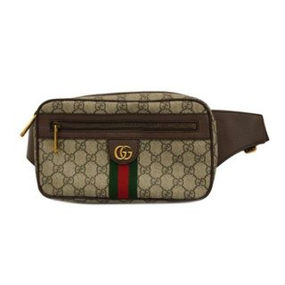 グッチ(Gucci)の【4ma0232】グッチ ウエストバッグ/GGスプリーム/シェリーライン/735411/PVC/レザー/ブラウン/ゴールド金具 【中古】 メンズ/レディース/ユニセックス(ボディバッグ/ウエストポーチ)