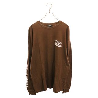 ステューシー(STUSSY)のSTUSSY ステューシー ロゴプリント長袖カットソー ロンT ブラウン(Tシャツ/カットソー(七分/長袖))