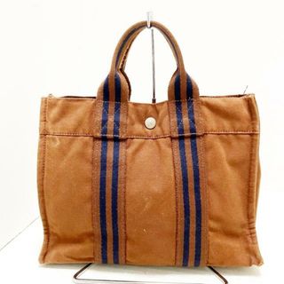 エルメス(Hermes)のHERMES(エルメス) トートバッグ フールトゥトートPM ブラウン×ダークネイビー コットン(トートバッグ)