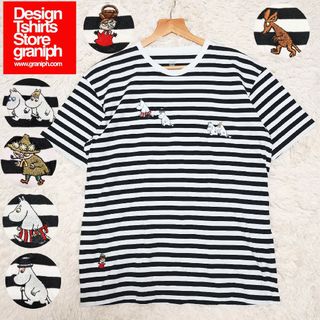 グラニフ(Design Tshirts Store graniph)のグラニフ×ムーミン　ボーダーTシャツ　半袖　コラボ　L　白　刺繍　ユニセックス(Tシャツ(半袖/袖なし))