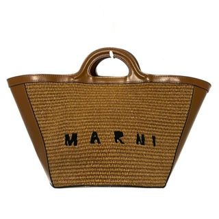 マルニ(Marni)のMARNI(マルニ) トートバッグ トロピカリア サマー スモール BMMP0068Q0 ベージュ×ブラウン かごバッグ ストロー×レザー(トートバッグ)