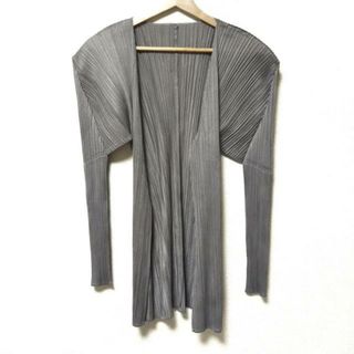 プリーツプリーズイッセイミヤケ(PLEATS PLEASE ISSEY MIYAKE)のPLEATS PLEASE(プリーツプリーズ) カーディガン サイズ4 XL レディース美品  - グレー 長袖/プリーツ(カーディガン)