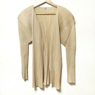 プリーツプリーズイッセイミヤケ(PLEATS PLEASE ISSEY MIYAKE)のPLEATS PLEASE(プリーツプリーズ) カーディガン サイズ3 L レディース美品  - ベージュ 長袖/プリーツ(カーディガン)