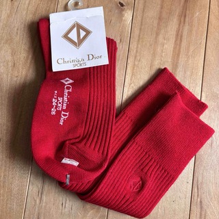 クリスチャンディオール(Christian Dior)のクリスチャンディオール スポーツ ハイソックス 靴下  レッド　赤色(ソックス)