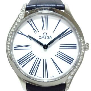 オメガ(OMEGA)のOMEGA(オメガ) 腕時計 デビル トレゾア 36MM 428.17.36.60.04.001 レディース SS/ダイヤベゼル/革ベルト 白(腕時計)