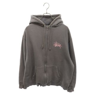 ステューシー(STUSSY)のSTUSSY ステューシー 00S バッグ ロゴ プリント ジップアップ スウェット パーカー グレー(パーカー)