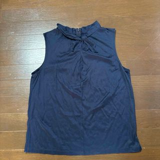 クミキョク(kumikyoku（組曲）)の【美品】クミキョク　オンワード樫山❗️トップス　ノースリーブ　夏　ネイビー　XL(Tシャツ(半袖/袖なし))