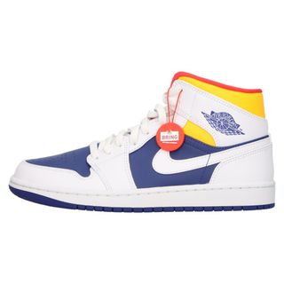 ナイキ(NIKE)のNIKE ナイキ AIR JORDAN 1 MID WHITE/NAVY/YELLOW 554724-131 エアジョーダン1 ミッドカットスニーカー US8/26cm ホワイト/ネイビー(スニーカー)