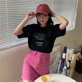 【大人気】ロゴティシャツ　ストリート　韓国　ブラック　F　モード　半袖(Tシャツ(半袖/袖なし))