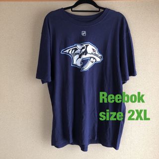 Reebok - Tシャツ　2XL  Reebok  紺　プリント　春　夏　お部屋着　大きめ