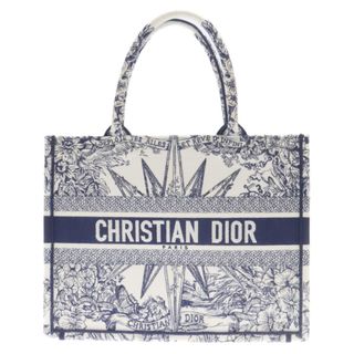 Dior - DIOR ディオール Book Tote ブックトート ミディアム ジャガード総柄トートバッグ ホワイト ネイビー 50-MA-0253