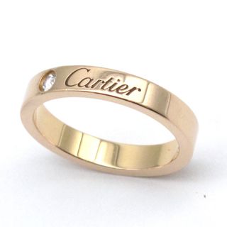 カルティエ(Cartier)のCARTIER (カルティエ) Cドゥ エングレーブド 1P ダイヤモンド リング 指輪 Au750 K18 PG ピンクゴールド #47 7号 レディース ジュエリー アクセサリー(リング(指輪))