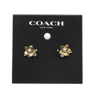 COACH - COACH (コーチ) ワイルドフラワー スタッド ピアス C6298 パール ラインストーン 花 ゴールド メタル レディース アクセサリー