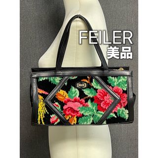 FEILER - FEILER フェイラー レザー ミニボストンバッグ ハンドバック　花柄　美品