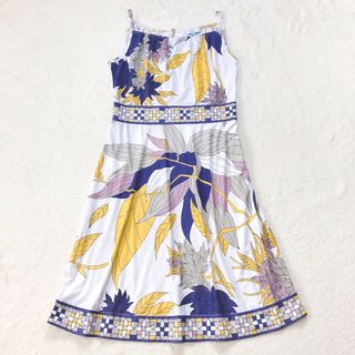 エミリオプッチ(EMILIO PUCCI)のエミリオプッチ　リーフ柄　キャミ　ワンピース　シルク100% イタリア製　38(ひざ丈ワンピース)