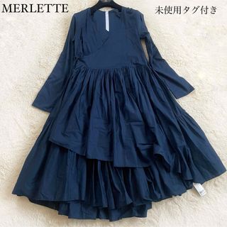 マーレット(Merlette)の極美品　マーレット　カシュクールラップワンピース　ギャザードレス　アシンメトリー(ロングワンピース/マキシワンピース)