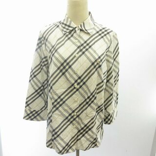 バーバリー チェックシャツ ブラウス ロゴ 刺繍 17 約S IB52(シャツ/ブラウス(長袖/七分))