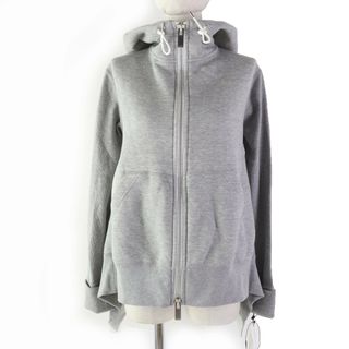 サカイ(sacai)の未使用品☆Sacai サカイ 2020年製 20-04862 変形デザイン フード付 スウェット ZIP UP パーカー グレー 2 日本製 正規品 レディース(パーカー)