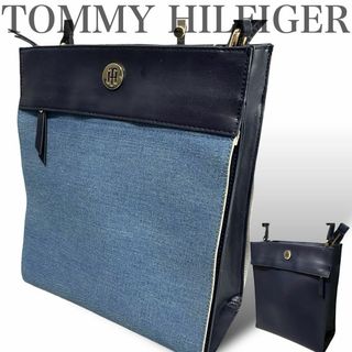 TOMMY HILFIGER - トミーヒルフィガー　ショルダーバッグ　ワンショルダー　デニム調2way ブラック