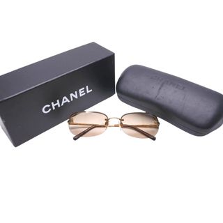 CHANEL - CHANEL シャネル リムレス ココマーク サングラス ブラウン メタル アイウェア 小物 ロゴ メガネ 55☐16 4099 中古 64610