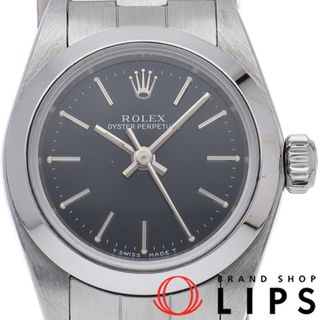 ロレックス(ROLEX)のロレックス オイスター パーペチュアル レディース時計 Oyster Perpetual 67180(U) SS レディース時計 ブラック 仕上げ済 1997年 美品 【中古】(腕時計)