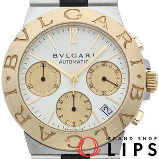 ブルガリ(BVLGARI)のブルガリ ディアゴノ スポーツ クロノグラフ 35mm コンビ オートマチック Diagono Sports Chrnograph CH35SG K18YG/SS/革 メンズ時計 ホワイト 仕上げ済 美品 【中古】(その他)