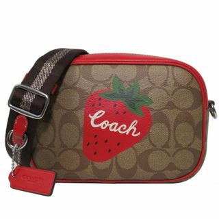 コーチ(COACH)の【新品】コーチ バッグ ショルダーバッグ CH351 SVRVB(カーキ×レッド系) COACH PVC シグネチャー ワイルド ストロベリー ミニ ジェイミー カメラバッグ 斜めがけ アウトレット レディース(ショルダーバッグ)