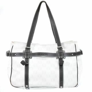 ロエベ(LOEWE)の本物 ロエベ LOEWE アナグラム ショルダーバッグ トートバッグ PVC ホワイト Anagram バッグ 中古(ショルダーバッグ)