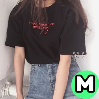 Tシャツ　ブラック　大きめ　リング　地雷　モード　y2k　サブカル　韓国(Tシャツ(半袖/袖なし))