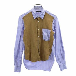 コムデギャルソンオム(COMME des GARCONS HOMME)のコムデギャルソンオム 2009年 日本製 ウール切替 チェック 長袖 シャツ XS ブルー系 COMME des GARCONS HOMME メンズ(シャツ)