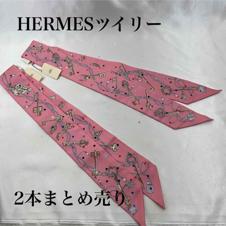 エルメス(Hermes)の新品未使用エルメス ツイリー LES CLES 鍵 スカーフ シルク ピンク(バンダナ/スカーフ)