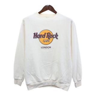 90年代 Hard Rock Cafe ハードロックカフェ LONDON ロンドン スウェット ロゴ ホワイト (メンズ MEDIUM) 中古 古着 Q8310(スウェット)