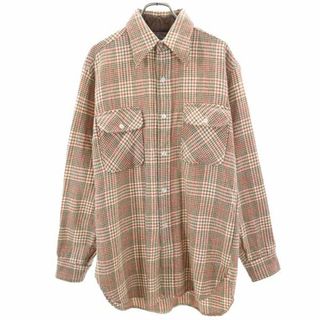 ペンドルトン(PENDLETON)のペンドルトン 70s ウール ヴィンテージ USA製 チェック柄 長袖 シャツ M 茶×赤×ベージュ PENDLETON メンズ(シャツ)