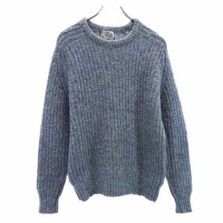 WOOLRICH - ウールリッチ 70s 白タグ ヴィンテージ 長袖 ニット 青系 WOOLRICH クルーネック セーター メンズ