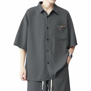 [Easykode] 冷感 シャツ メンズ 半袖 夏服 涼しい トップス とろみ(その他)