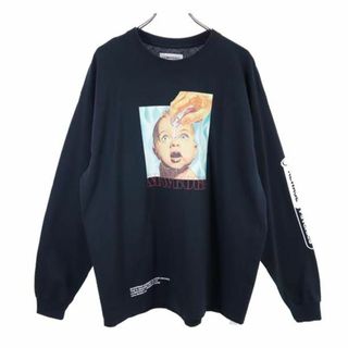 リルホワイトドット ロゴプリント 長袖 Tシャツ XL 黒 LILWHITEDOT ロンT メンズ(Tシャツ/カットソー(七分/長袖))