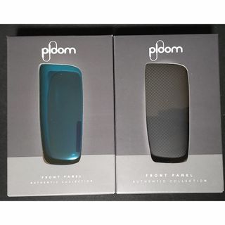 Ploom X フロントパネルスクエアド・ブラック toオーシャンブルー 2点(タバコグッズ)