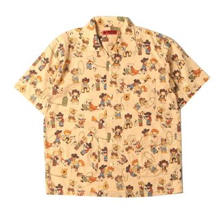 エビス(EVISU)のEVISU エヴィス シャツ サイズ:38(M) カウボーイ キャラクター柄 オープンカラー コットン 半袖シャツ ベージュ 日本製 トップス カジュアルシャツ【メンズ】【中古】(シャツ)