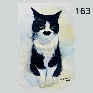猫の絵163 水彩画 原画(絵画/タペストリー)