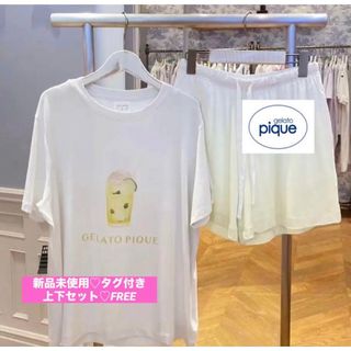 ジェラートピケ(gelato pique)の【新品♡タグ付き】ジェラートピケ♡ ソーダフロート柄♡半袖上下セット♡YEL(ルームウェア)