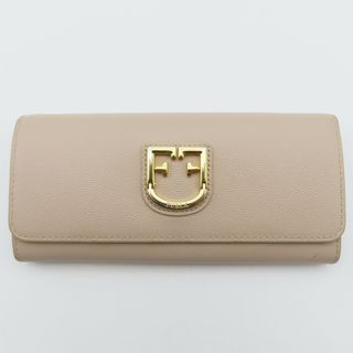 フルラ(Furla)のK06 FURLA フルラ Fロゴプレート レザー 二つ折り 長財布 ベージュ(財布)