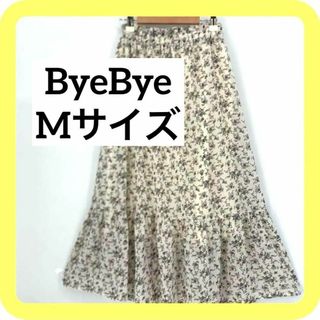 バイバイ(ByeBye)のByeBye Mサイズ　バイバイ　ロングスカート　シフォン　ホワイト　花柄　総柄(ロングスカート)