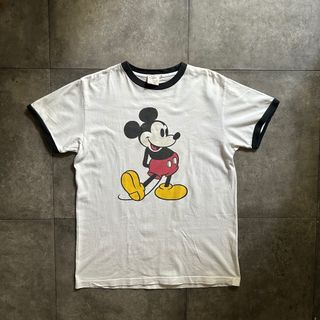 ミッキーマウス(ミッキーマウス)のdisney ミッキー リンガーtシャツ ホワイト×ブラック M(Tシャツ/カットソー(半袖/袖なし))