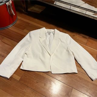 H&M 白　ホワイト　ジャケット　7部丈　襟　Sサイズ　スーツ　結婚式　お呼ばれ(シャツ/ブラウス(長袖/七分))