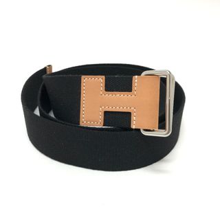 エルメス(Hermes)のエルメス HERMES ベルト 《ノマド》 40 H081695CKADS ベルト レザー/キャンバス W刻 ナチュラル / ブラック ブラック 未使用(ベルト)