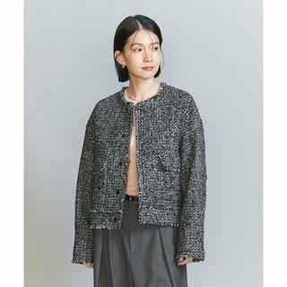 ビューティアンドユースユナイテッドアローズ(BEAUTY&YOUTH UNITED ARROWS)の【BLACK】ツイードフリンジ ジャケット(ノーカラージャケット)